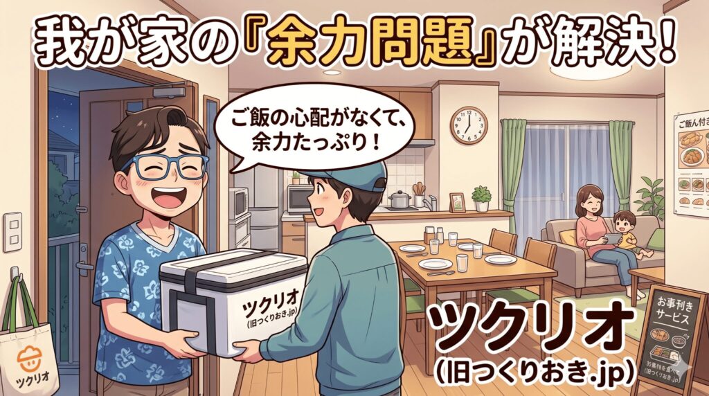 我が家でその「余力問題」を変えたのが、冷蔵のつくりおき宅配「ツクリオ（旧つくりおき.jp）」でした。