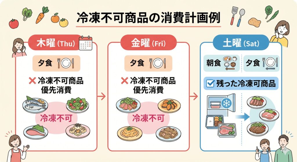 冷凍NG商品は「食べる順」を計画
