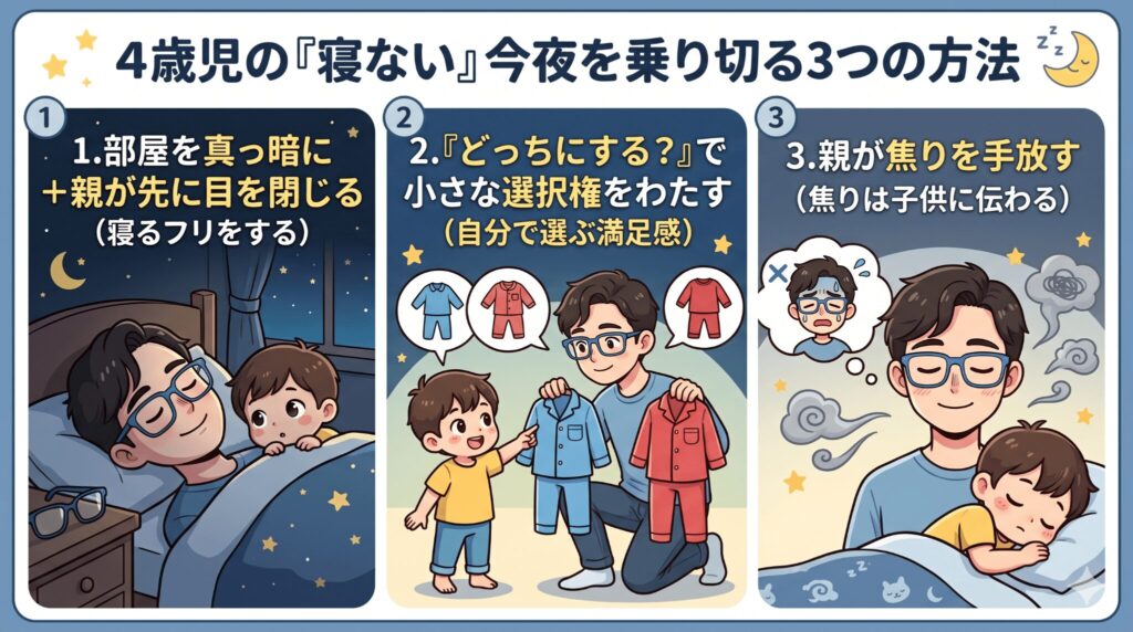 【今夜まず試して】4歳児の「寝ない」をその場でやりすごす3つの方法