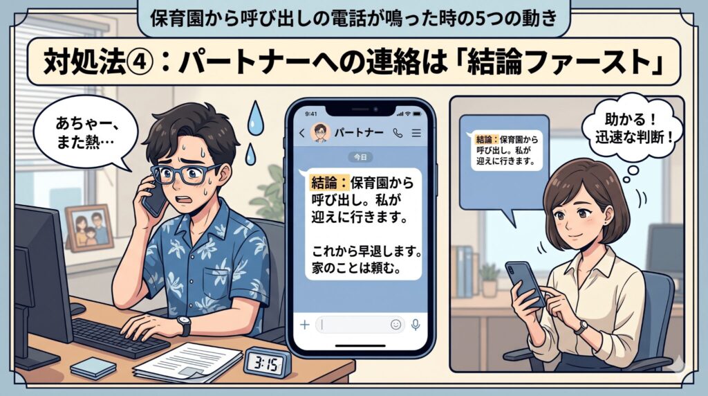 対処法④:パートナーへの連絡は「結論ファースト」