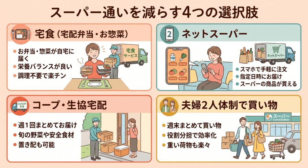 【根本解決】スーパー通いを減らす4つの選択肢