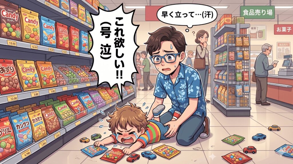 あるある①：床に寝転んで号泣