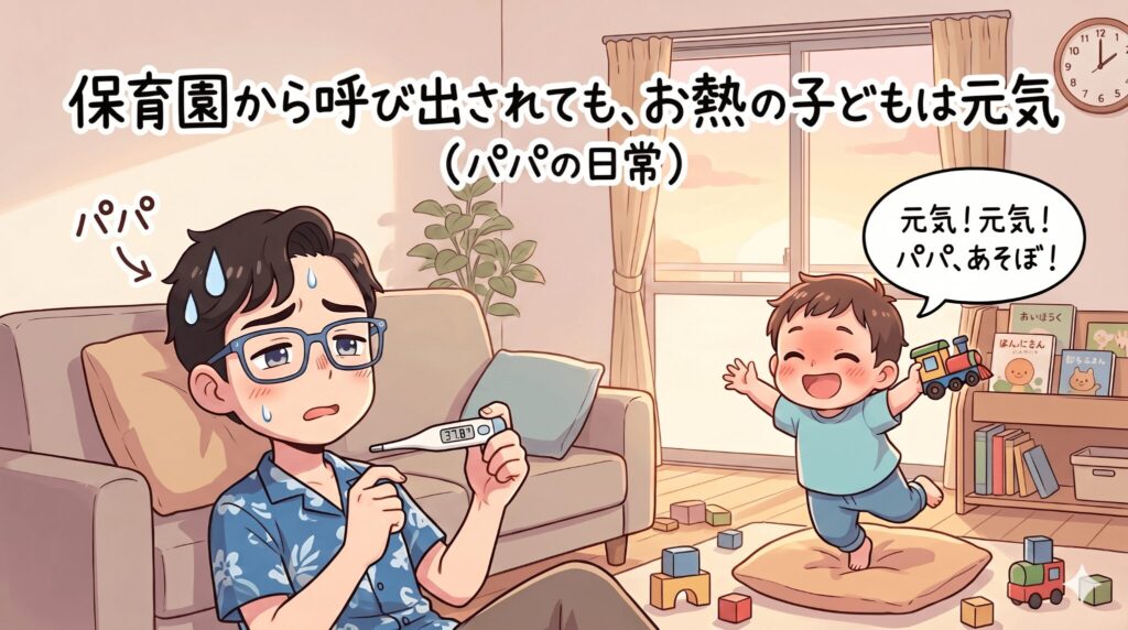 意外:保育園から呼び出されても、お熱の子どもは元気