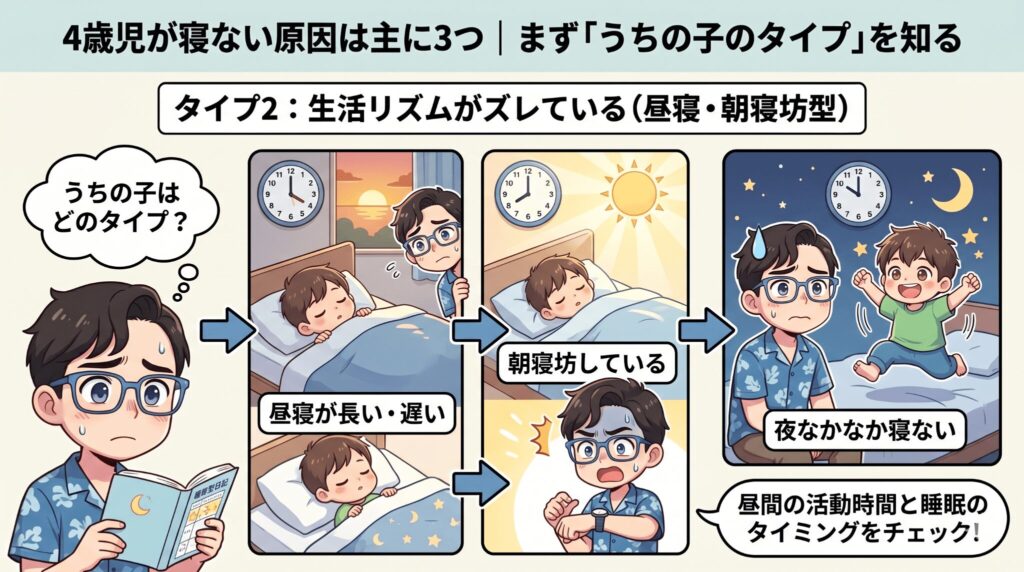 タイプ2：生活リズムがズレている（昼寝・朝寝坊型）
