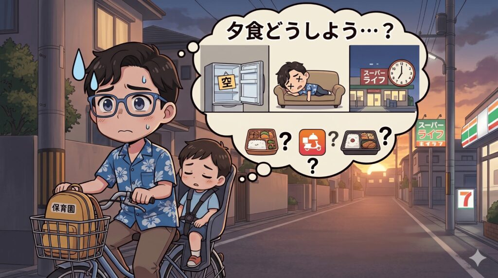 あるある④:お迎えの帰り道、夕食どうしようの不安