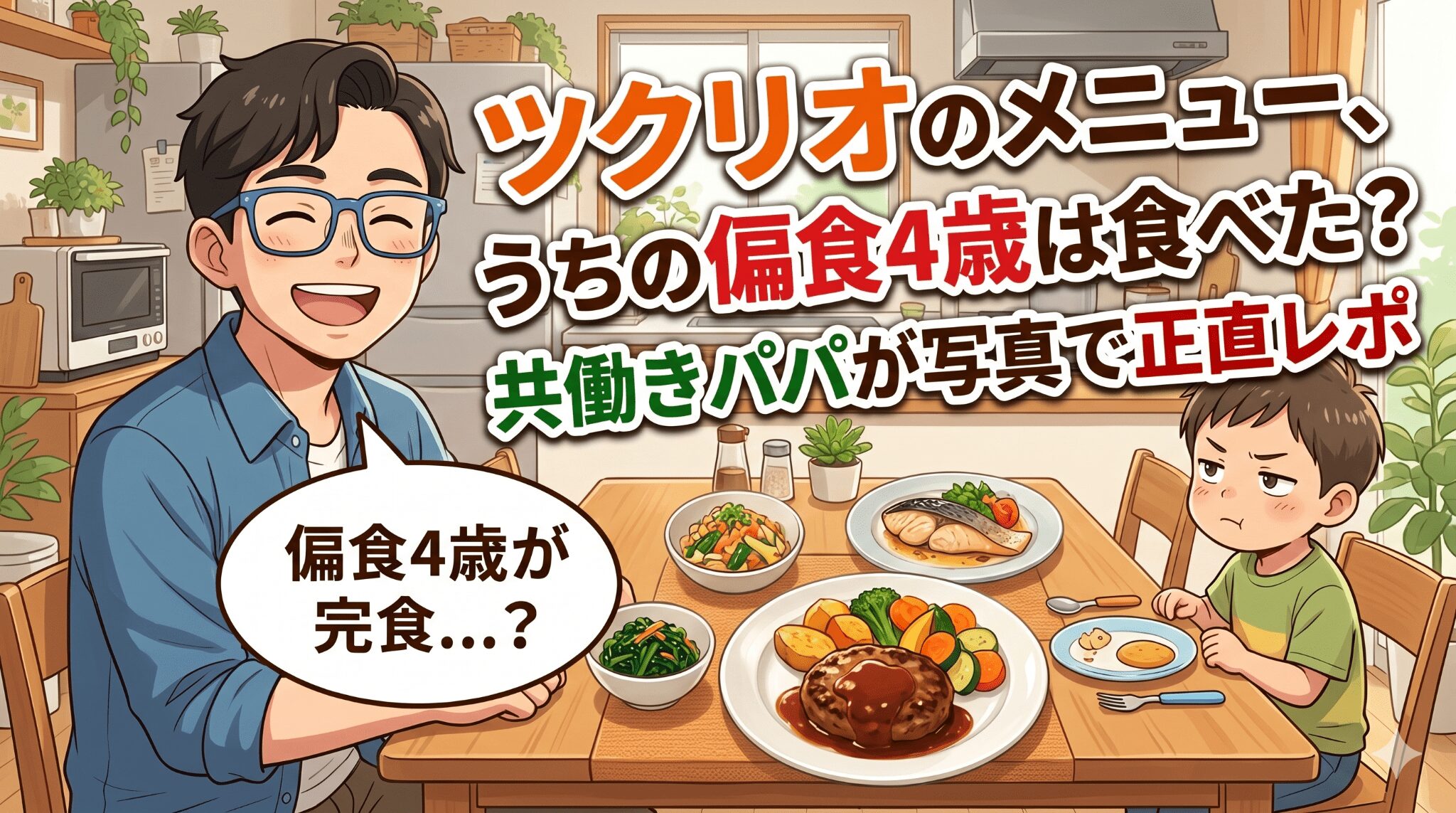 ツクリオのメニュー、うちの偏食4歳は食べた？共働きパパが写真で正直レポのアイキャッチ画像