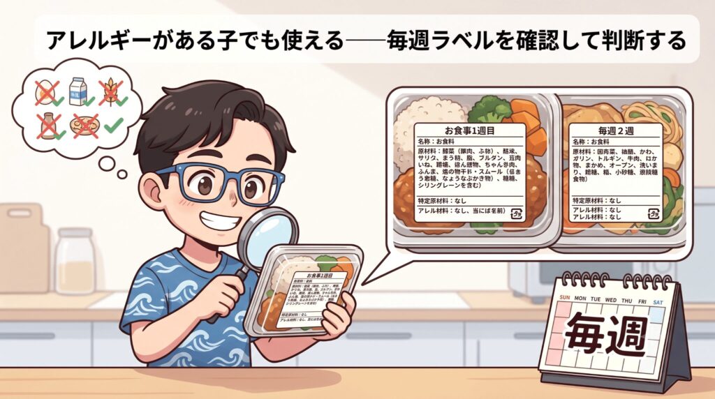アレルギーに気をつけながらツクリオを子どもに食べさせるイメージ