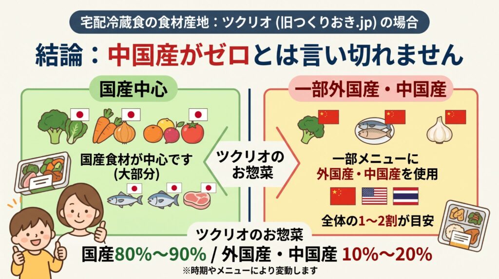 届いたツクリオのラベルで産地を確認するイメージ