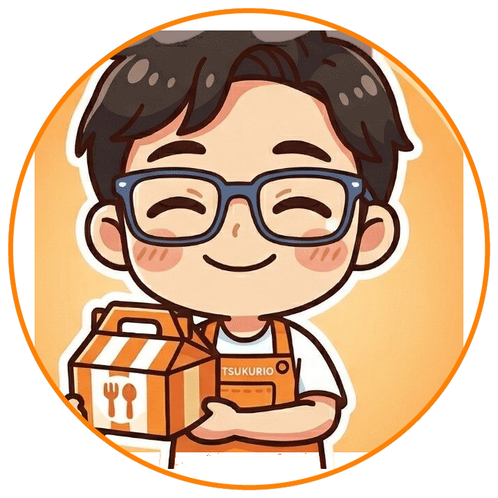 ツクリオの箱を抱えた運営者のイラスト